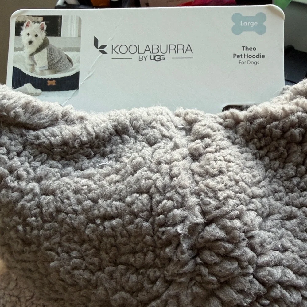 Koolaburra by UGG Theo Pet Hoodie for dogs Large Grey White Plush Warm NEW